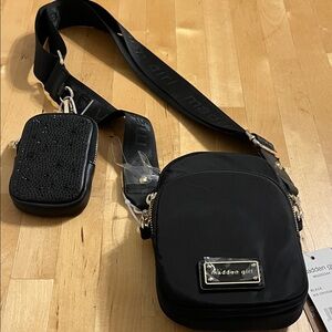 Madden Girl Black Crossbody with Gold Accents